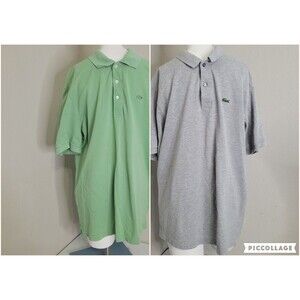 Lacoste size 6 polo lot 2 Vintage Washed green alligator logo short sleeve gray